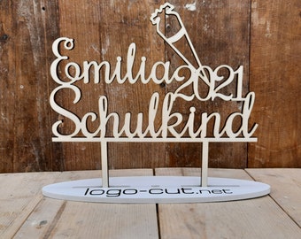 Holz Cake Topper Schulkind V1