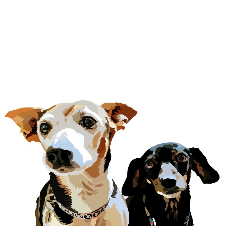 2 dogs Digital dog drawing