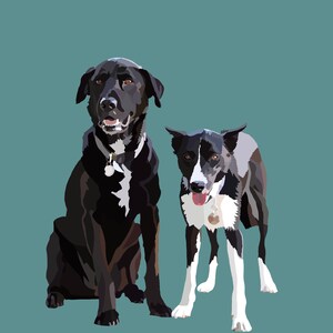 Custom hand-drawn Pet Illustration (two animals)
