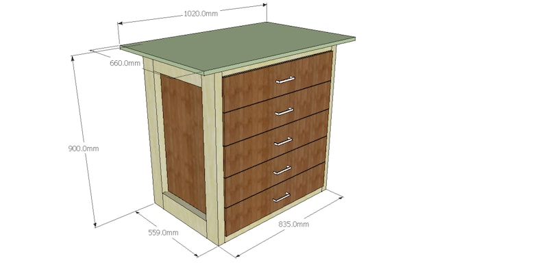 Workbench With Drawers Woodworking Plans & Cut List Digital File image 3