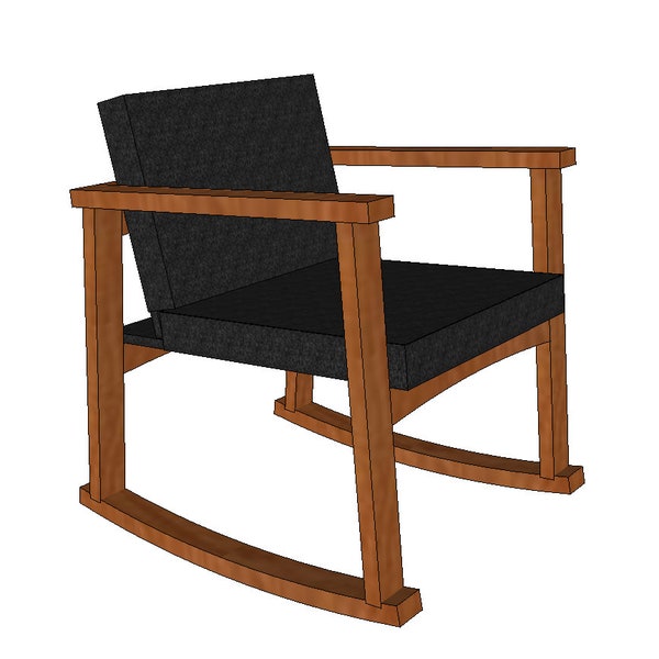 Mid Century Modern Rocking Chair Woodworking Plans & Cut List / Blueprints