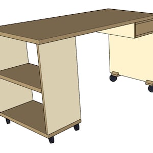Desk with Shelving & Single Drawer - Woodworking Plans and Cut List (Digital File)