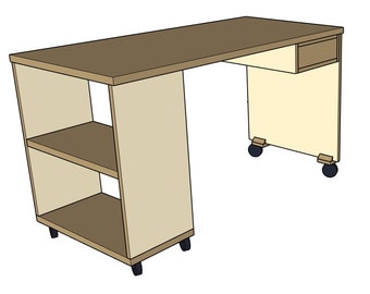 Desk with Shelving & Single Drawer - Woodworking Plans and Cut List (Digital File)