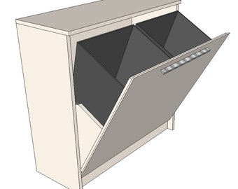 Kitchen Bin Cabinet (For Two Bins) - Woodworking Plans & Cut List (Digital File)