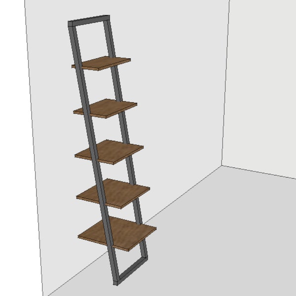 Étagère à livres en échelle de style moderne du milieu du siècle - Plans de travail du bois (fichier numérique)