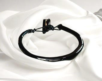 Black coral bangle bracelet. Coral bangle.
