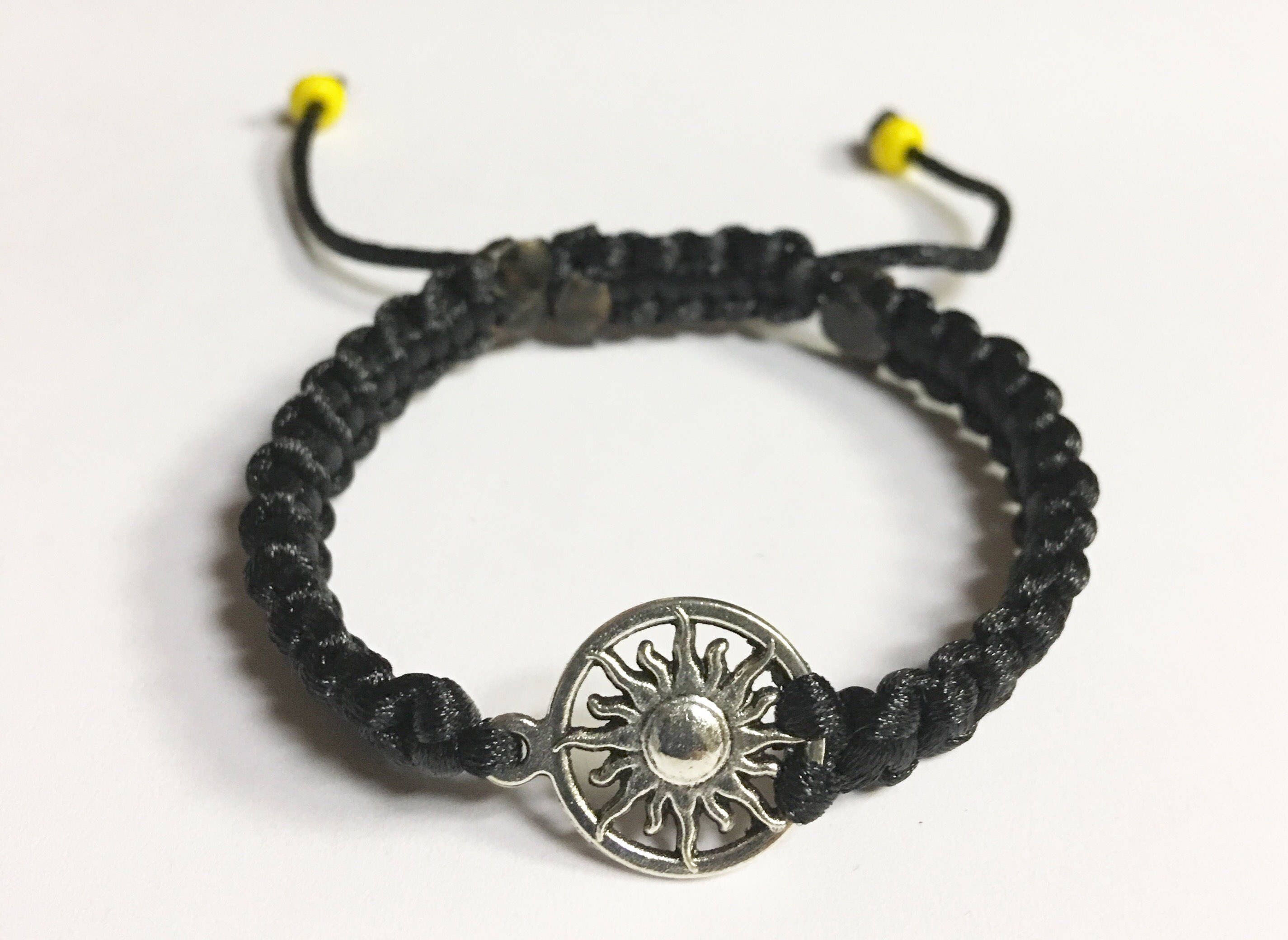 Sun Charm Bracelet Black Nylon Sun Charm Braided Charm | Etsy