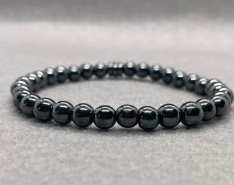 Hematite Gemstone Bracelet, Stackable Bracelet, Non-Magnetic Hematite Bracelet, Stretch Bracelet, Birthday Gift Bracelet