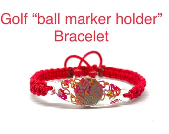 Golf Bracelet, Ball Marker Golf Bracelet, Ball Marker Holder, Resin Golf Bracelet, Handmade Adjustable Golf Bracelet, Womens Golf Gifts