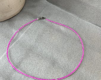 Handmade Glass Beaded Choker: 3mm Summer Necklace