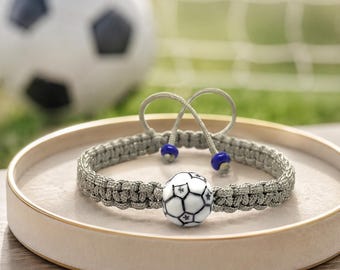Soccer Macrame Bracelet | Adjustable Soccer Fan Bracelet | Soccer Jewelry Gift for Players | Team Spirit Bracelet | Handmade Sports Bracelet