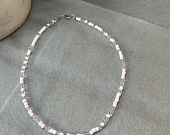 Glass Beaded Choker Necklace: 4mm Summer Beach Jewelry