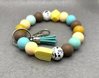 Wristlet Keychain, Bracelet Keychain, Silicone Beaded, Silicone Beaded Keychains, Stocking Stuffers, Keychain Bracelet, Handmade Keychains