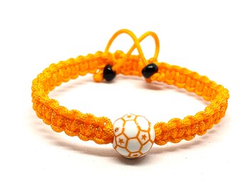 Orange Soccer Ball Charm Bracelet: Braided Nylon Cord