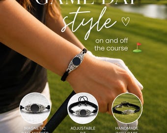 Black Macrame Bracelet | Silver Glitter Golf Ball Marker Bracelet | Adjustable Handmade Golf Accessory | Men’s and Ladies Golf Bracelet