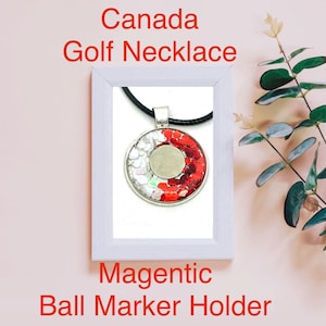 Canada Golf Necklace Ball Marker Holder, Red and White Golf Accessory Gifts, Ball Marker Holder, Metal Ball Marker included
