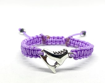 Figure Skate Charm Bracelet: Adjustable Macrame Cord