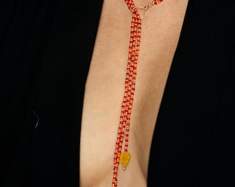 Collar largo bolo con cuentas estilo vintage Hot Heat