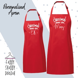 Personalised Christmas Baking Crew Adults or childrens Apron / Red with white print