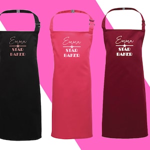 Personalised Star Baker Adults or childrens Apron / Available in a choice of colours/ Simple design