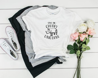 Guarda el gordito unicornio relajado fit camiseta / Novelty camiseta de eslogan para adultos