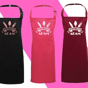 Personalised Head Chef Adults or childrens Apron / Available in a choice of colours/ Simple design