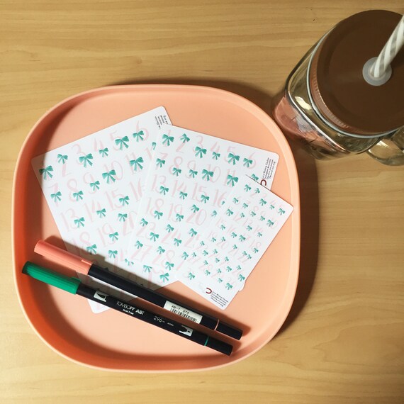 Items similar to Bow numbers stickers on Etsy