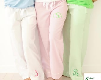 Monogrammed Seersucker Pajama Pants: Women's Lounge Pants-Sorority Letters-Greek Life