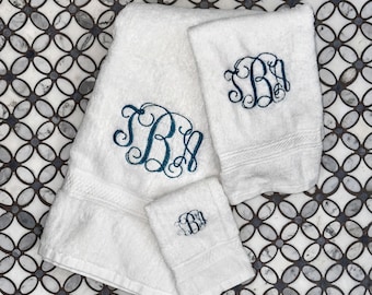 Luxury Monogram Bath Towel Set - Customizable 3-Piece Towel Collection