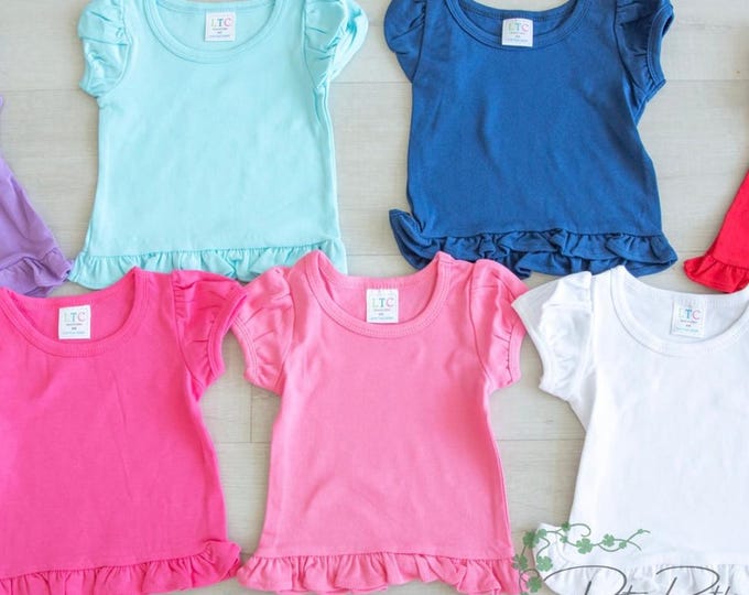 Monogrammed Puff Sleeve Shirt With Ruffle-Baby Monogrammed Shirt-Monogrammed Short Sleeve Shirt