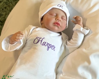 Monogrammed Infant Hat - Soft 100% Interlock Cotton