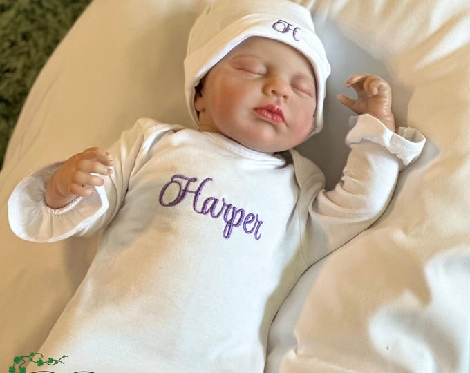 Monogrammed Infant Hat - Soft 100% Interlock Cotton