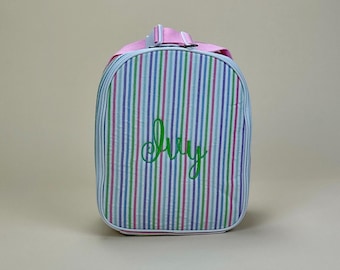 Custom Seersucker Insulated Lunchbox | Personalized Lunch Bag