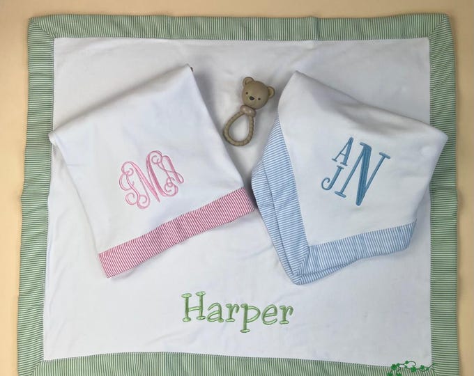 Personalized Baby Blanket with Elegant Monogram or Custom Name