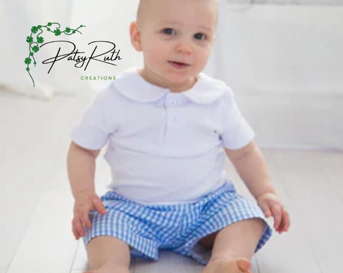 Baby's Monogrammed Shorts-Seersucker Monogrammed Shorts-Gingham Monogrammed Shorts-Spring Boy's Outfit