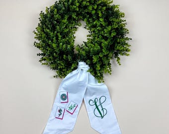 Personalized Wreath Sash for Front Door - Custom Home Decor