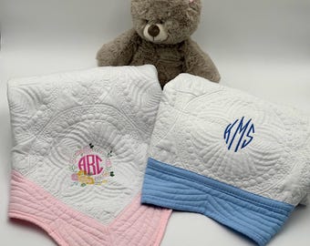 Custom Monogrammed Baby Quilt - Luxurious Heirloom Blanket for Infants