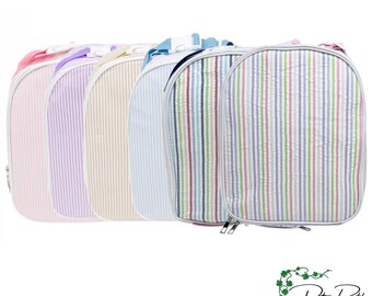 Custom Seersucker Insulated Lunchbox | Personalized Lunch Bag