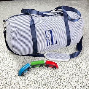 Monogrammed Seersucker Duffel Bag: Children&#39;s Overnight Bag