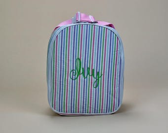 Custom Seersucker Insulated Lunchbox | Personalized Lunch Bag