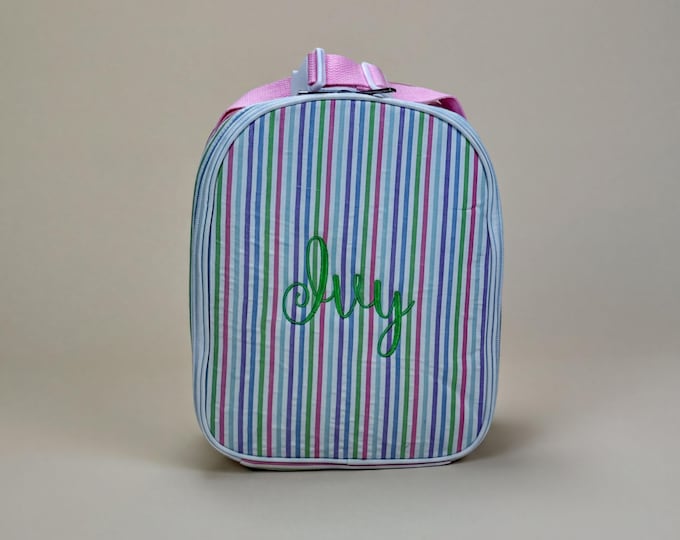 Custom Seersucker Insulated Lunchbox | Personalized Lunch Bag