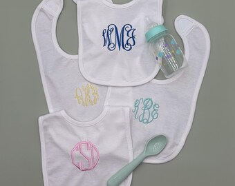 Personalized Monogram Baby Bib - Custom Embroidered Infant Bib