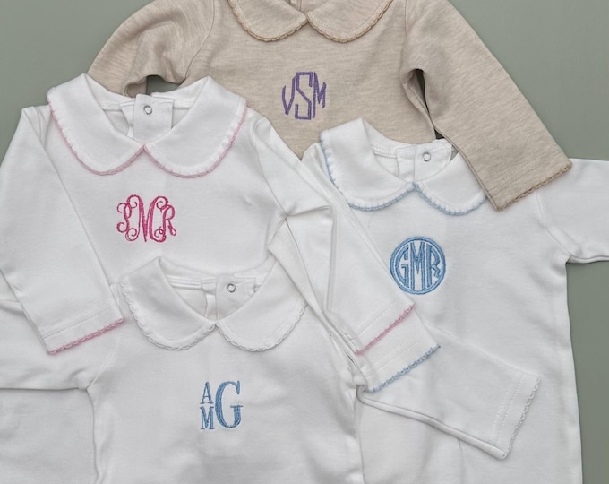 Monogrammed Baby Footies, Baby Coming Home Outfit, Baby Boy Monogrammed Footies, Baby Girl Monogrammed Footies, Newborn Picture, Shower Gift