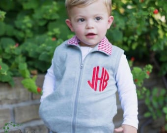 Children's Zip Front Vest with Gingham Collar