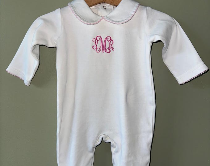 Monogrammed Footie Bodysuit for Baby Boy or Girl