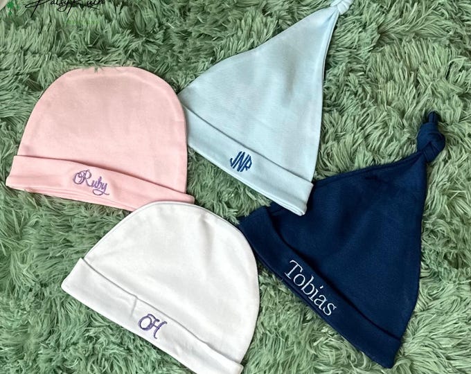 Monogrammed Infant Hat - Soft 100% Interlock Cotton