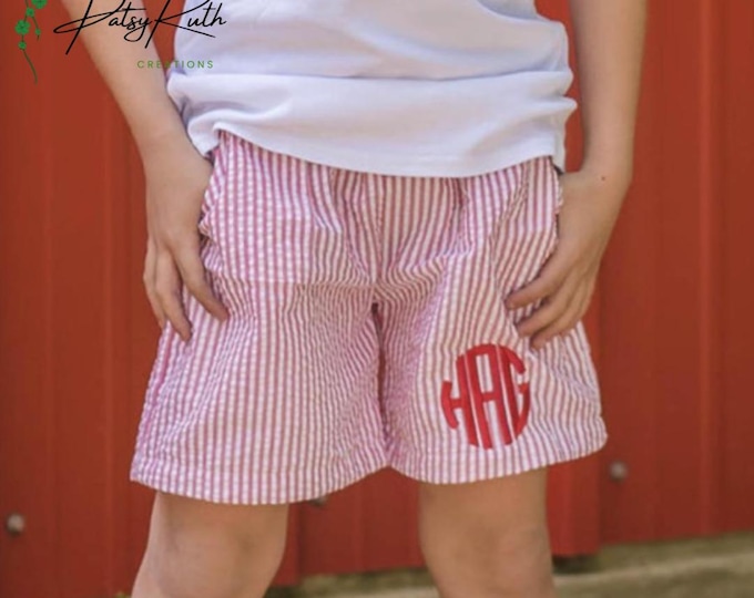 Custom Monogram Boys' Seersucker & Gingham Shorts - Personalized Kids Clothing