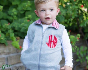 Children's Zip Front Vest with Gingham Collar