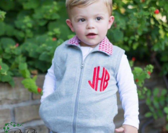Children's Zip Front Vest with Gingham Collar