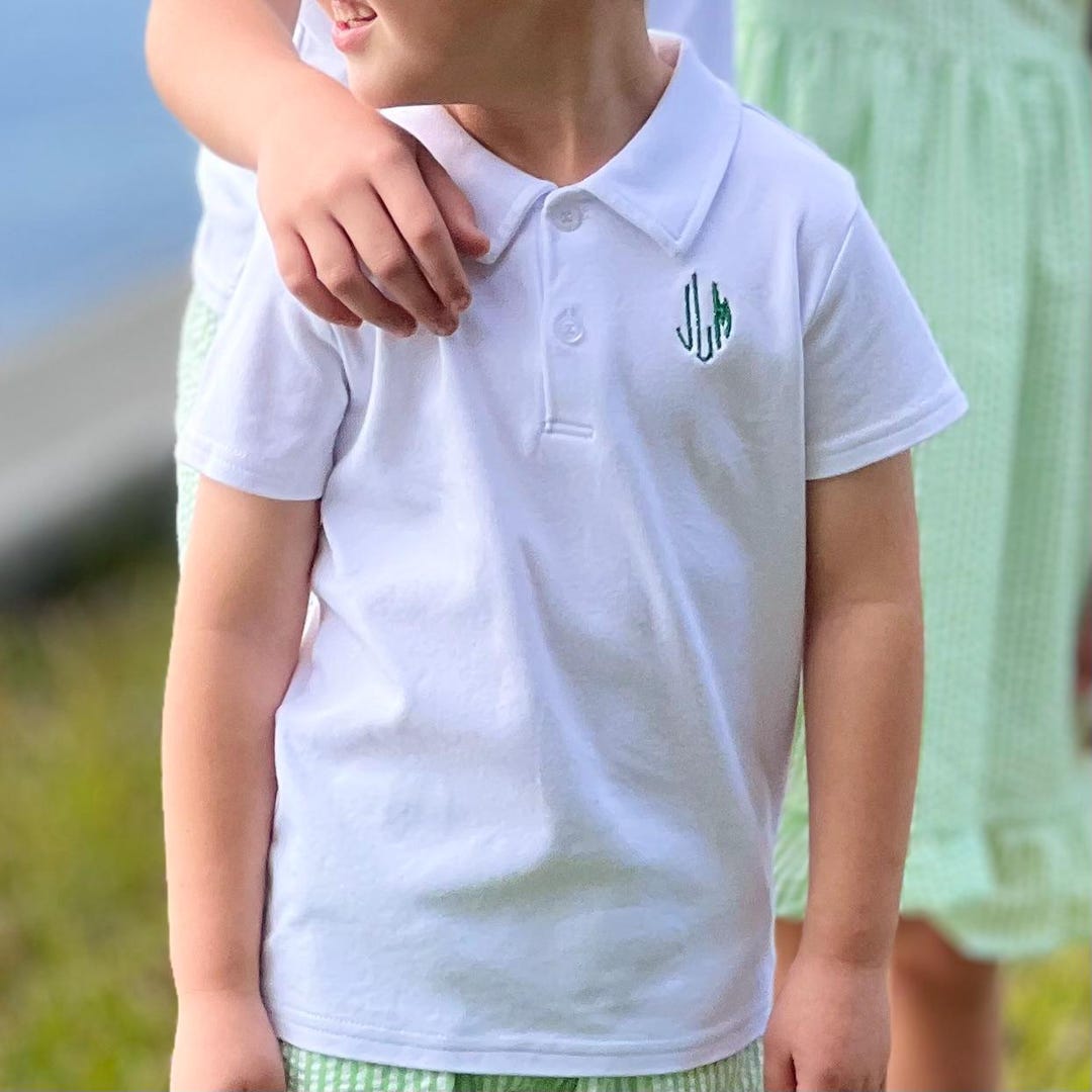 Monogrammed Baby Polo Shirt-short Sleeve Polo Shirt-personalized Polo ...